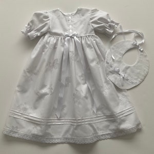 Victorian Inspired Cotton Christening Gown with Bib: Broderie Anglaise - Size 0 (US 12 Months)