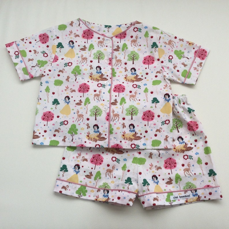 Summer Pyjamas Cotton US 12-18 Months Snow White Pyjamas READY to SHIP Australian Seller Girls Pyjamas Button Front Pyjamas Size 1