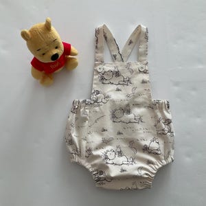 Winnie the Pooh Romper, Boy Romper, Cross Back Romper, Toddler Romper, Boy Birthday Romper - Size 0 (US 12 Months) READY to SHIP