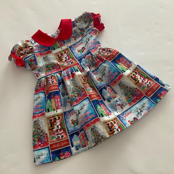 christmas dress size 2 Toddler Girl Dress: Festive Holiday Dress, Peter Pan Collar, Blue, formal red christmas dress