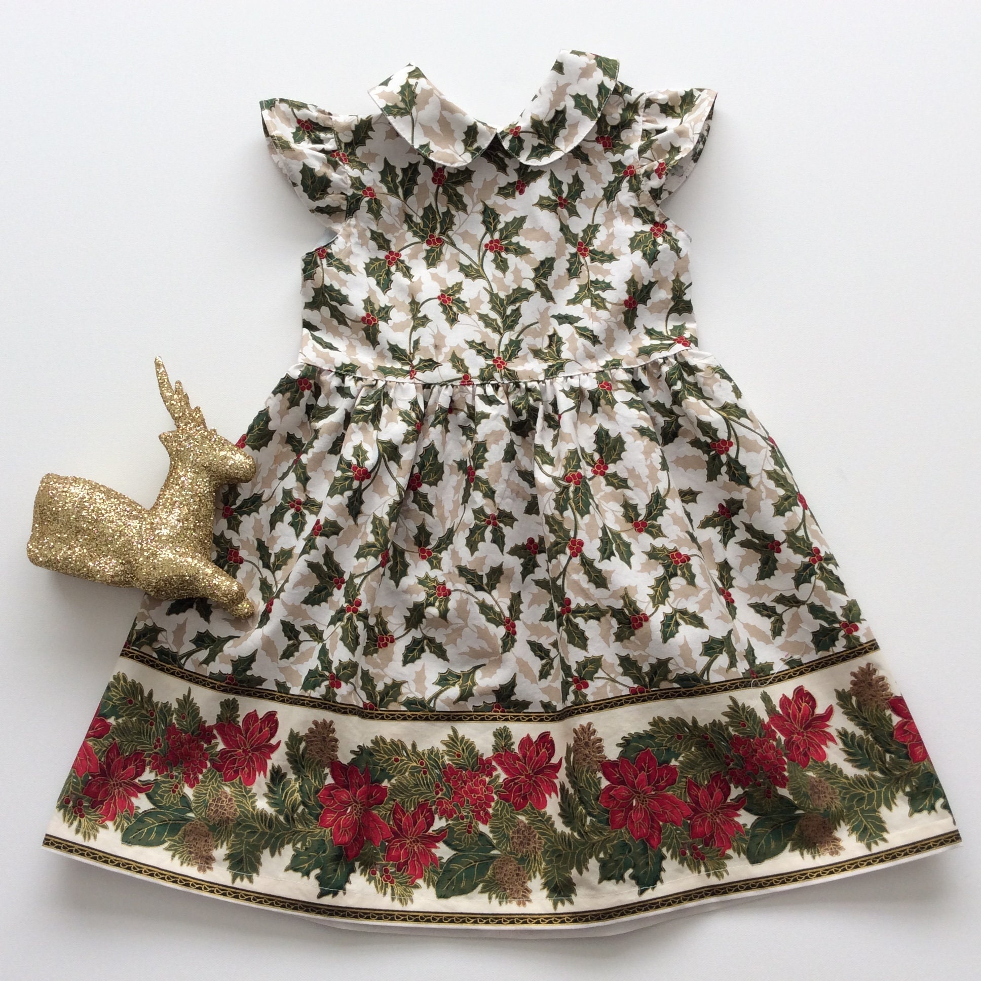 Girls Christmas Dress Sizes 4 US 4T Girls Holly Dress  Etsy