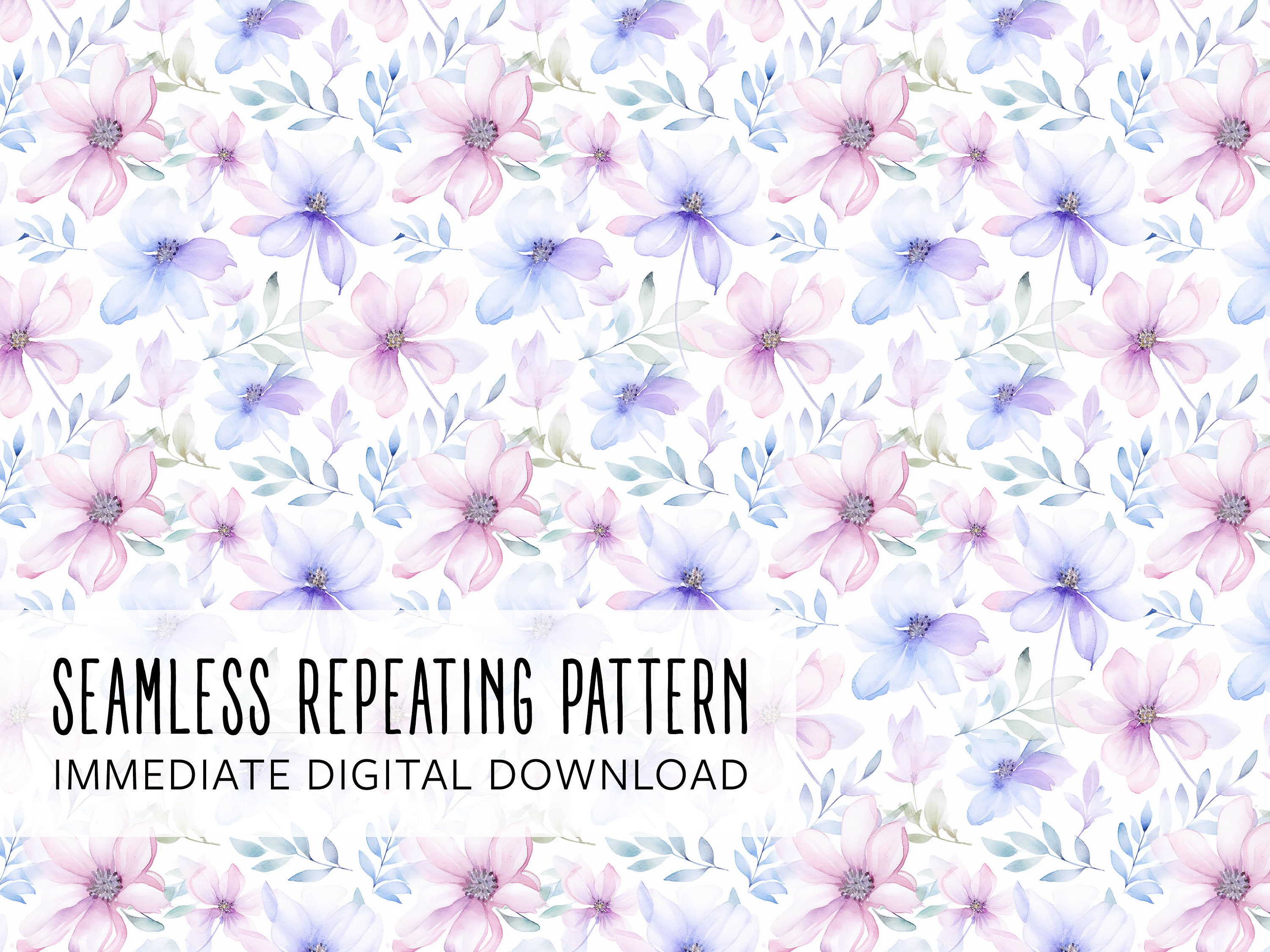 Watercolor Floral Digital Seamless Pattern File - Etsy