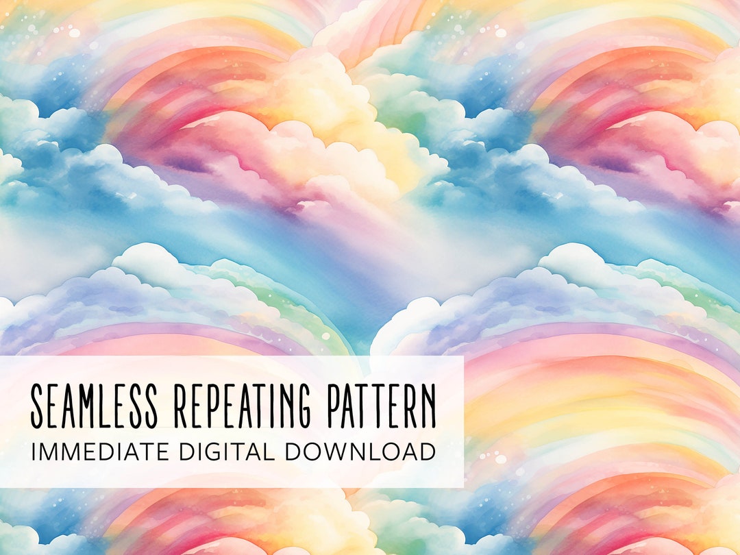 Pastel Rainbow Clouds Digital Seamless Pattern File - Etsy