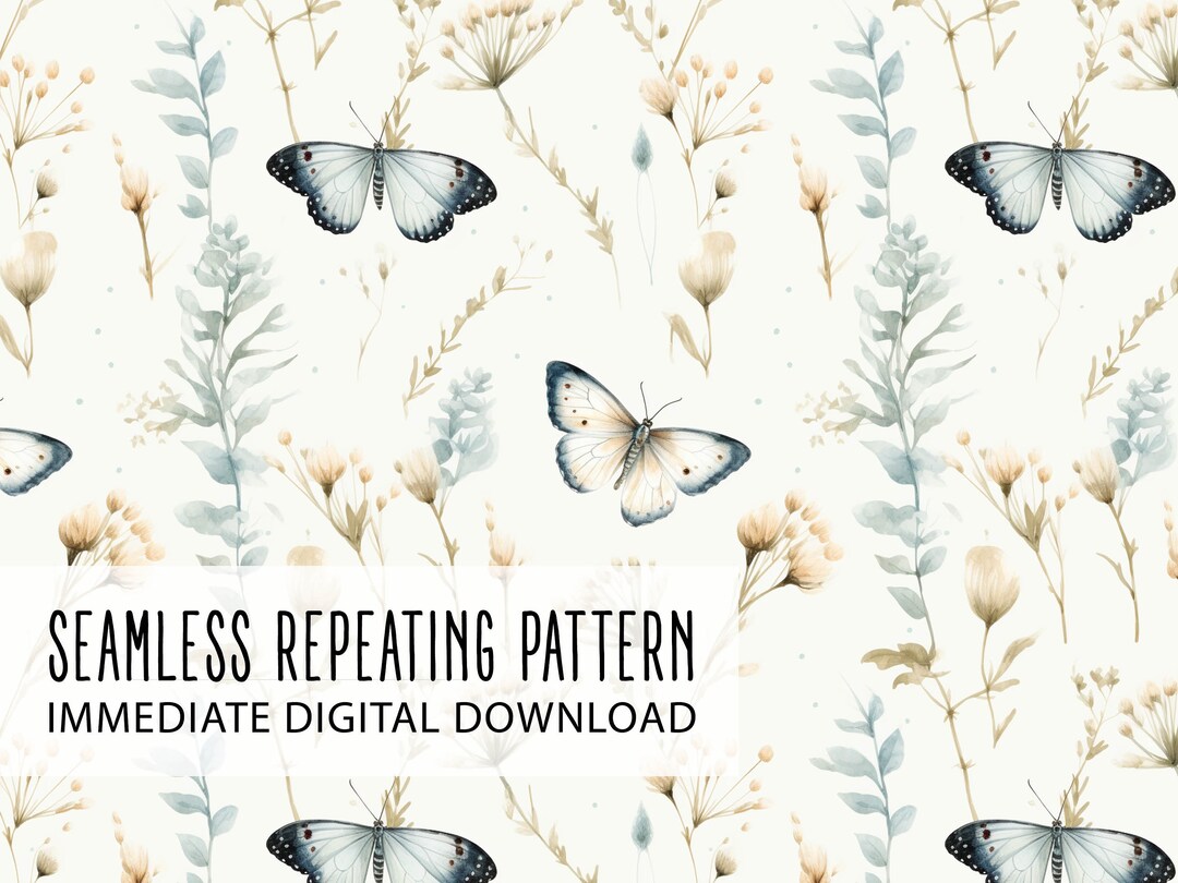 Butterfly Garden Digital Seamless Pattern File - Etsy