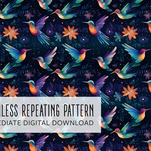Hummingbird Digital Seamless Pattern File - Etsy