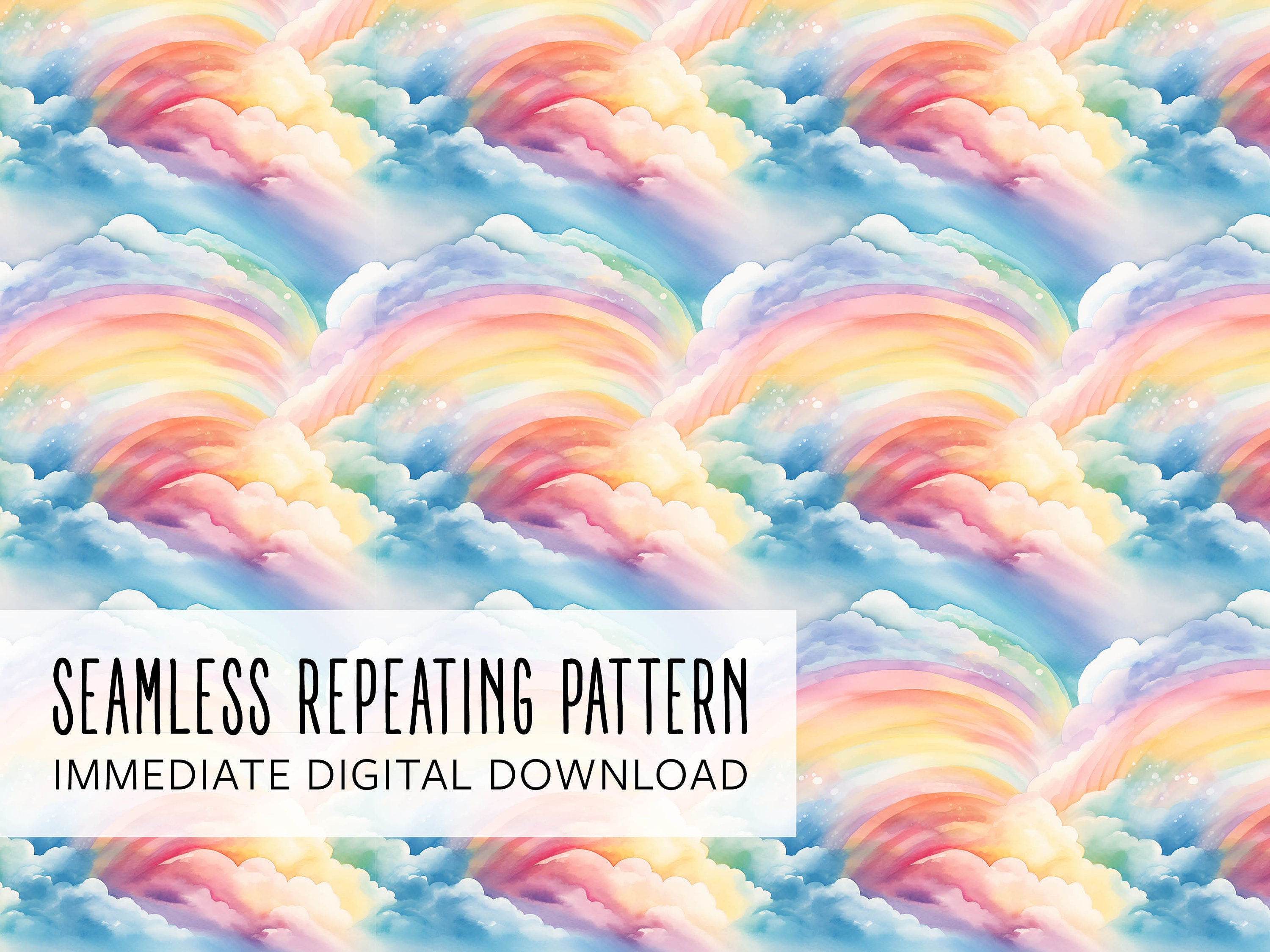 Pastel Rainbow Clouds Digital Seamless Pattern File - Etsy