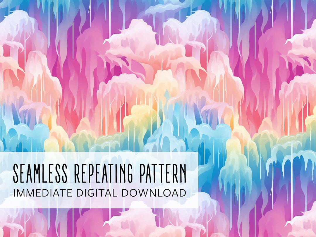 Pastel Rainbow Waterfall Clouds Digital Seamless Pattern File - Etsy
