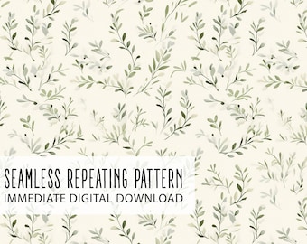 Watercolor Foliage Digital Seamless Pattern File