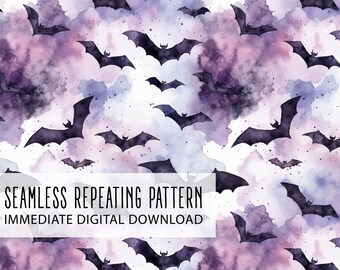 Watercolor Bats Digital Seamless Pattern File