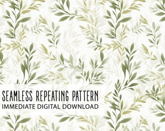 Watercolor Foliage Digital Seamless Pattern File