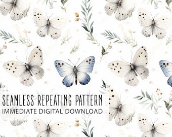 Butterfly Garden Digital Seamless Pattern File