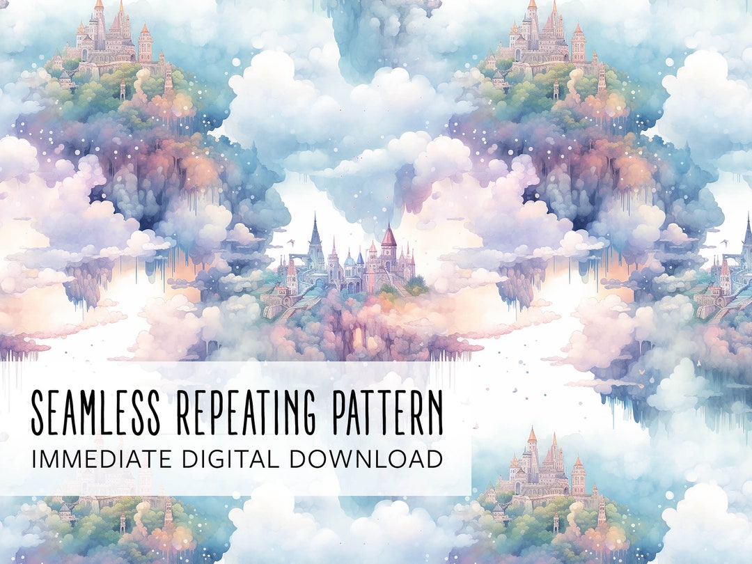 Castle in the Clouds Digital Seamless Pattern File - Etsy