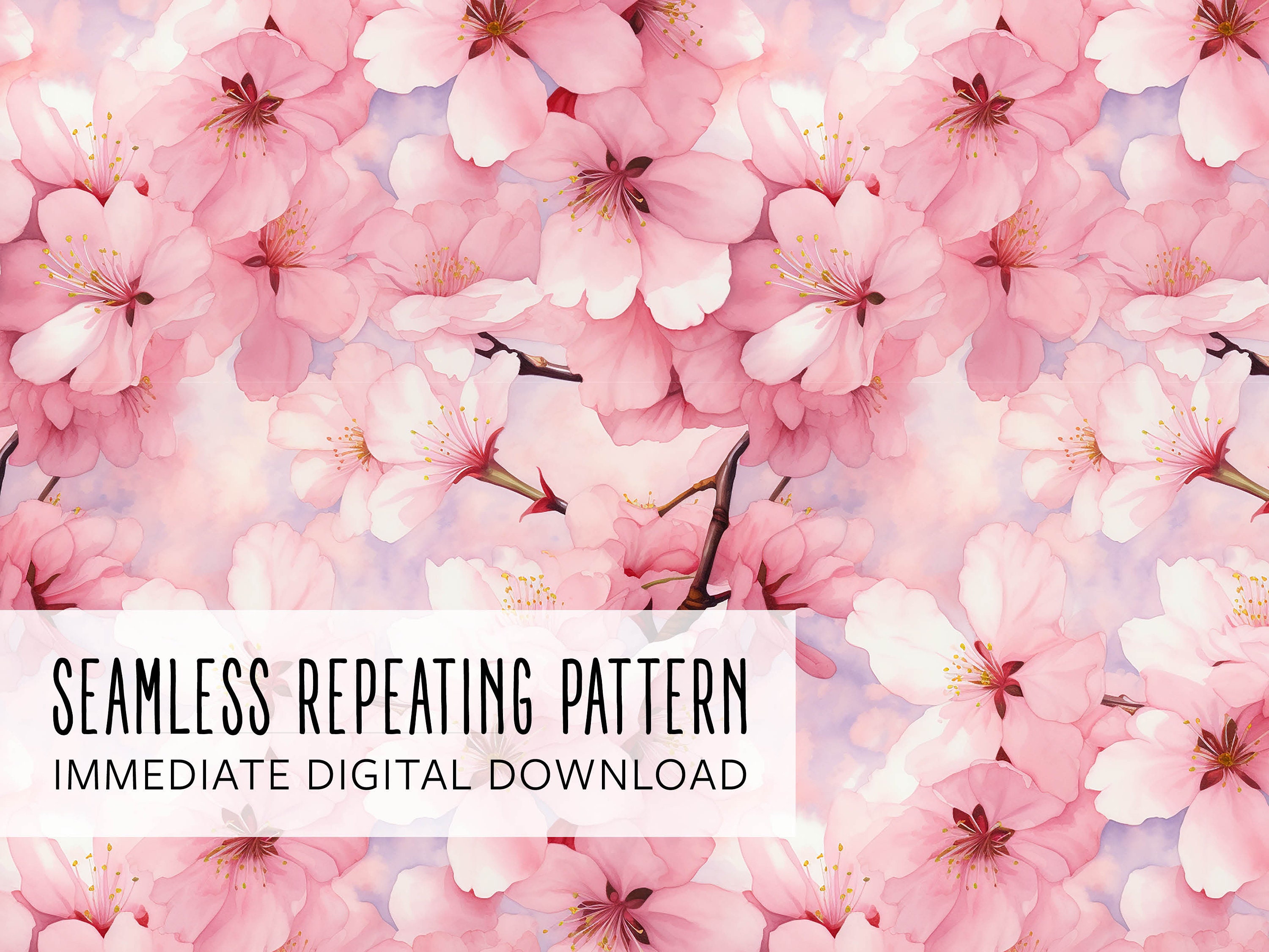 Cherry Blossom Digital Seamless Pattern File - Etsy