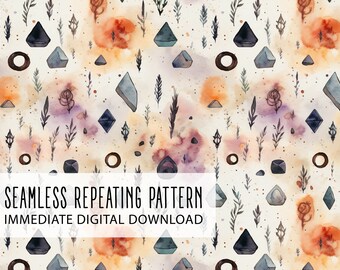 Magic Crystal Runestone Digital Seamless Pattern File