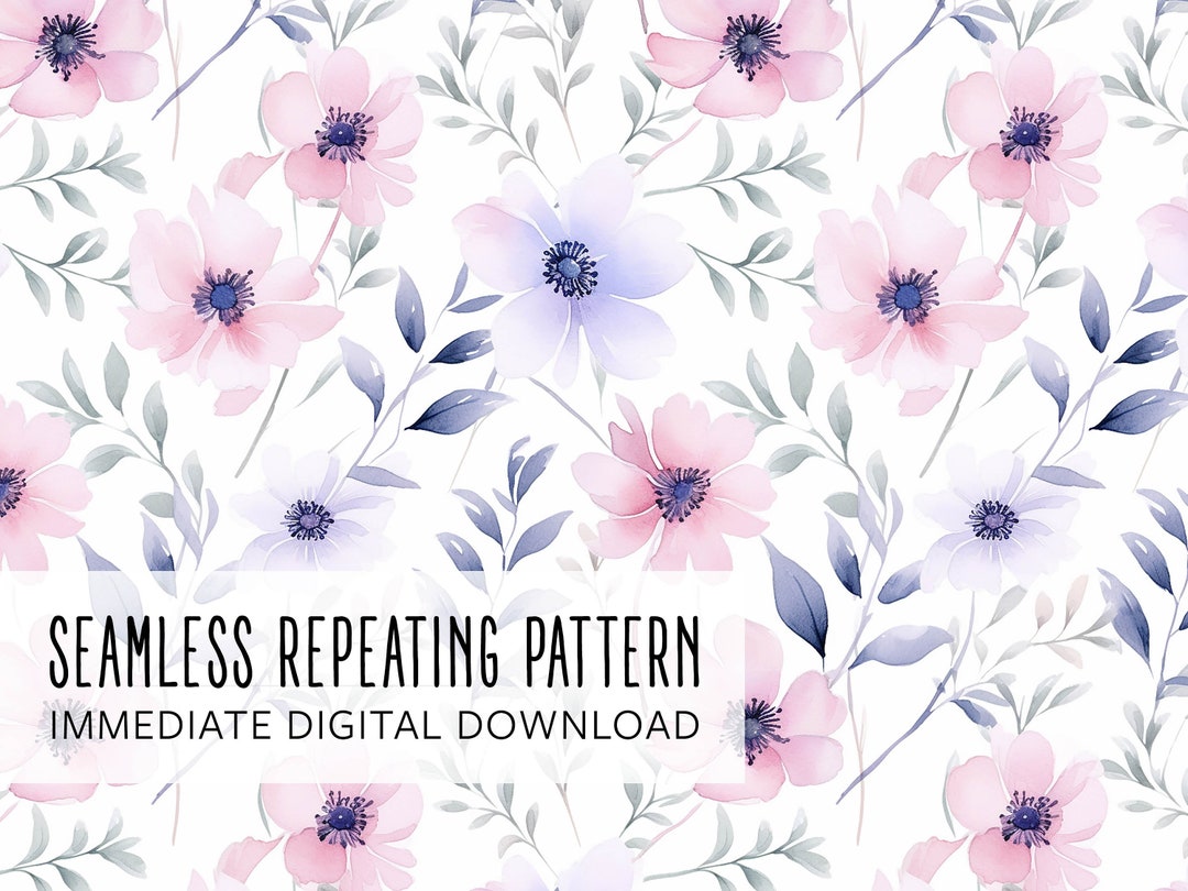 Watercolor Floral Digital Seamless Pattern File - Etsy