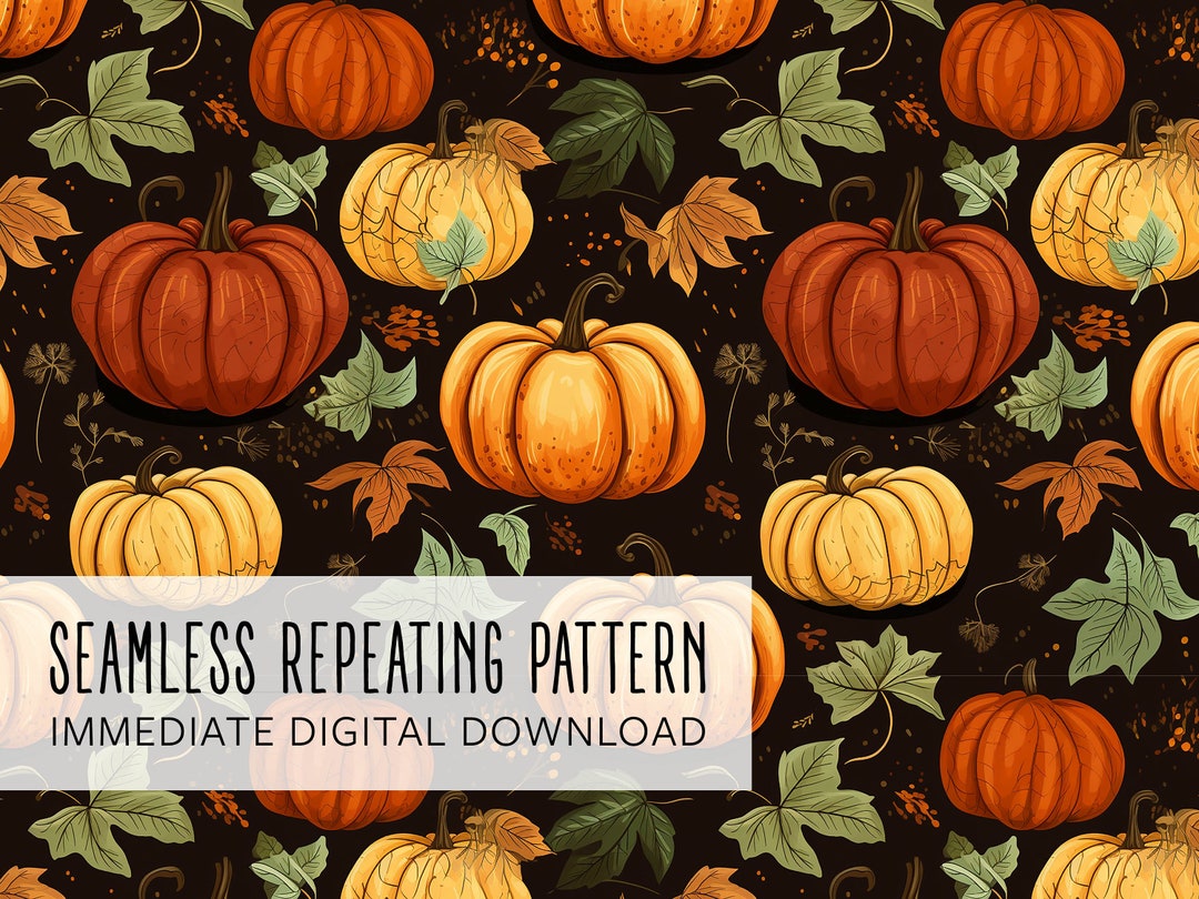 Autumn Pumpkin Digital Seamless Pattern File - Etsy