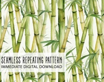 Watercolor Bamboo Shoots Digital Seamless Pattern File