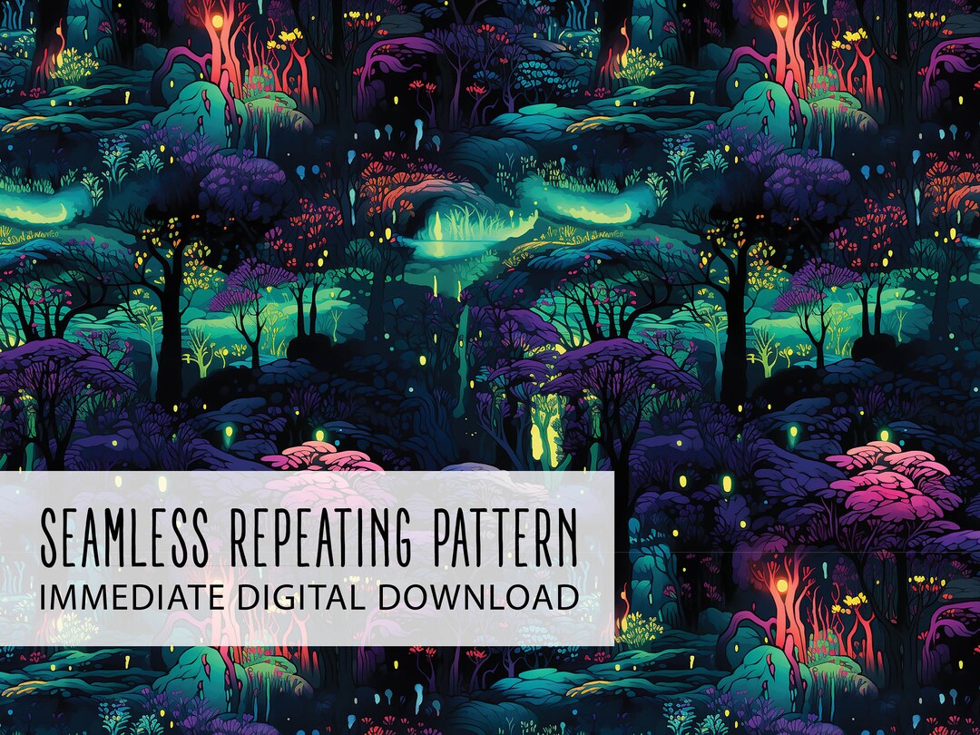 Dark Vibrant Forest Leaves Digital Seamless Pattern File - Etsy