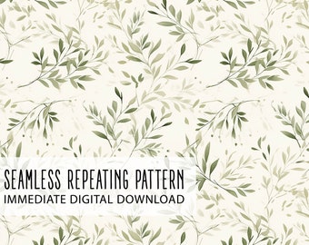 Watercolor Foliage Digital Seamless Pattern File