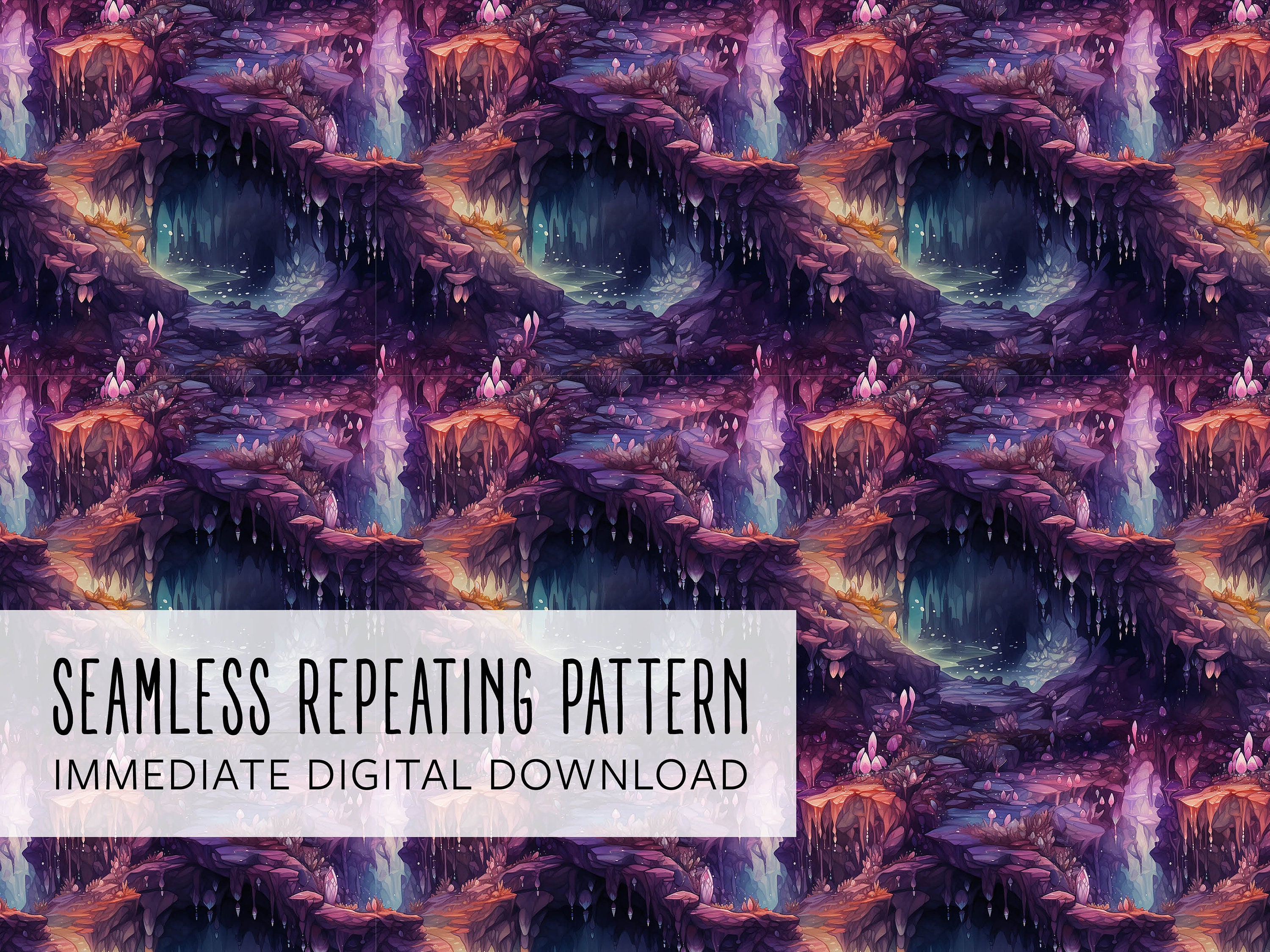 Vibrant Crystal Cave Digital Seamless Pattern File - Etsy