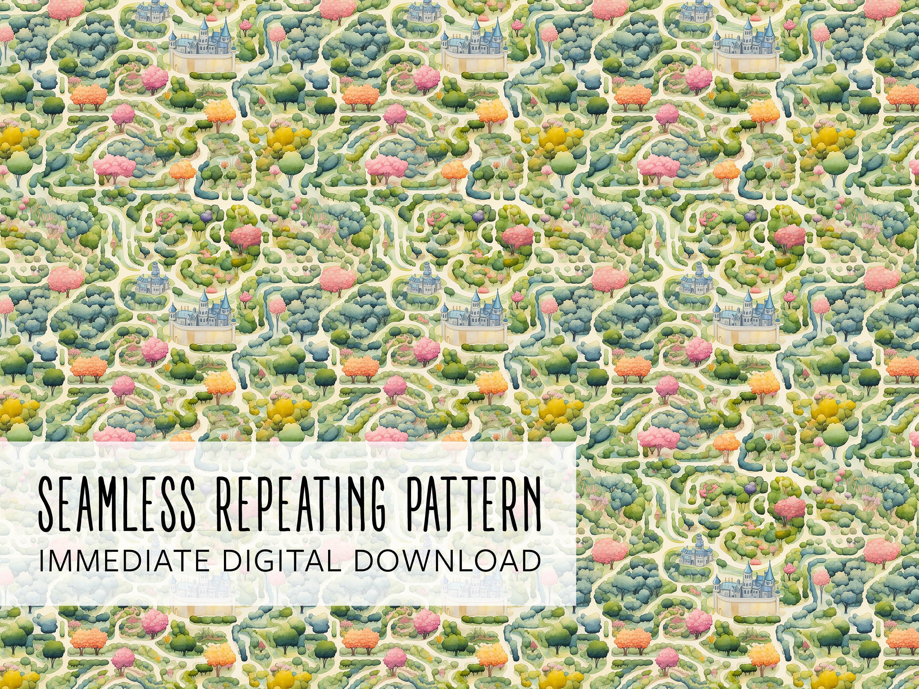 Magic Garden Maze Digital Seamless Pattern File - Etsy