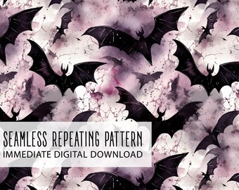 Watercolor Bats Digital Seamless Pattern File