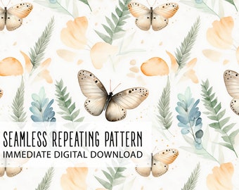 Butterfly Garden Digital Seamless Pattern File