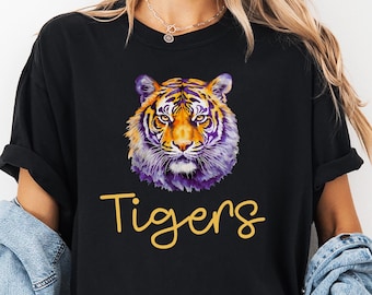 Tiger Mascot T-Shirt, Louisiana Football Shirt, Painted Tiger Shirt