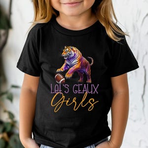 Girls LSU Football T-Shirt: Let&#39;s Geaux Tigers, Louisiana Saturday Night