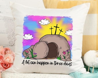 He is Risen Easter Pillow Cover: Christian Easter Gift (18x18)