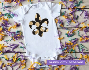 Body de bebé Fleur De Lis: negro y dorado, fútbol de los Saints