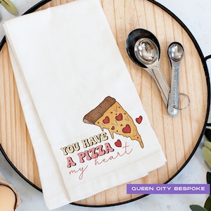 Zabawny ręcznik walentynkowy, zabawny prezent walentynkowy, ręcznik kuchenny z kalamburem kulinarnym, ręcznik kuchenny walentynkowy, ręcznik kuchenny walentynkowy Pizza My Heart
