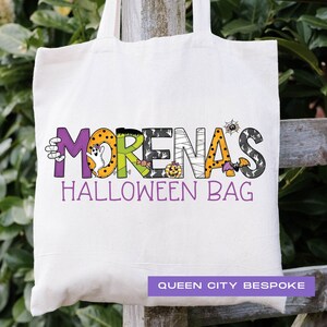 Personalized Girls Halloween Trick or Treat Bag, Girl Name Trunk or Treat Bag, Girls Name Halloween Candy Bag, Kids Name Halloween Tote Bag