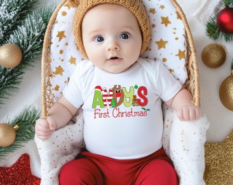 Personalized Baby's First Christmas Organic Gerber Onesie