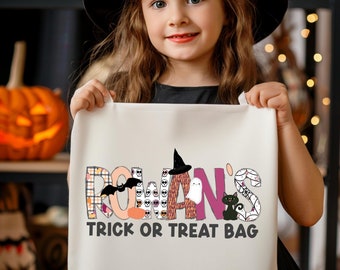 Personalized Halloween Trick or Treat Bag: Girly Tote Bag
