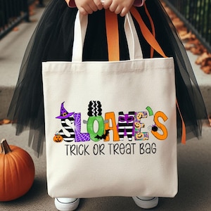 Girls Halloween Bag, Girls Personalized Halloween Bag, Girls Name Halloween Bag, Personalized Trick or Treat Bag, Kids Name Trick or Treat