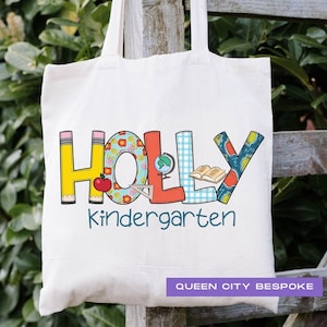 Sac fourre-tout avec nom pour enfant, cartable personnalisé pour la rentrée des classes, sac à collation personnalisé, cartable prénom personnalisé, cadeau de rentrée scolaire, sac de bibliothèque