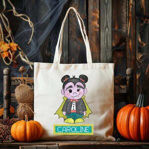 Personalisierte Mädchen Halloween, Name Trick or Treat Tasche, Mädchen Halloween Tasche, gruselige Mädchentasche, Stamm oder Leckerei Namen Tasche, Halloween Party