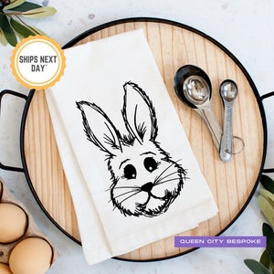 Easter Bunny Kitchen Towel, Cute Bunny Tea Towel, Easter Rabbit Kitchen Towel, Easter Bathroom Towel, Easter Bunny Hand Towel
