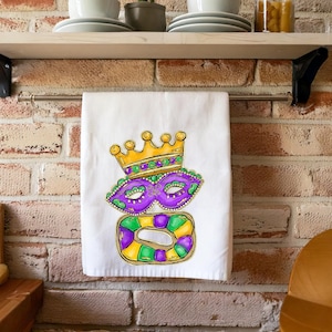 Mardi Gras Kitchen Towel, King Cake Hand Towel, Nola Kitchen Decor