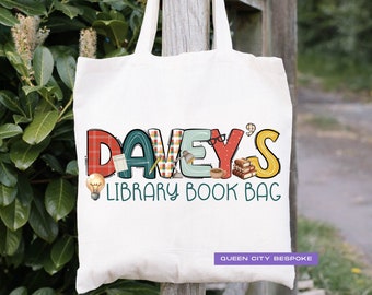 Custom Name Library Tote Bag: Personalized Reading Bag