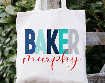 Personalized Boys Canvas Tote Bag: Custom Name Book Bag
