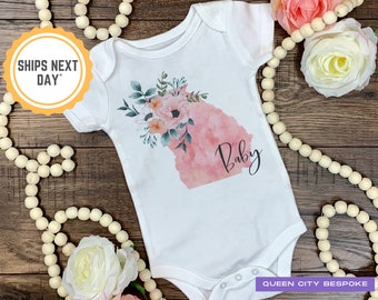 Baby Clothes Tan Bodysuit State Baby Clothing Newborn Baby Shower Gift GEORGIA Baby Onesie\u00ae Boho Bodysuits Infant Minimalist Baby