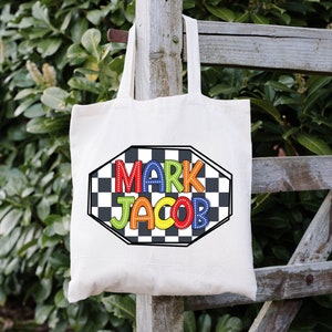 Sac fourre-tout personnalisé pour garçon, sac fourre-tout pour bibliothèque de noms pour garçons, sac à jouets pour enfants