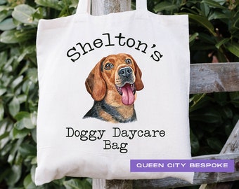 Bolsa de guardería para perros personalizada, bolsa de mano con nombre de perro, bolsa con nombre de mascota personalizada, bolsa de alojamiento nocturno para perros, bolsa de mano personalizada para mascotas, bolsa de juguetes para perros