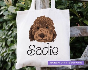 Bolsa de doodle personalizada, bolsa con nombre para perro, bolsa para guardería de perros, bolsa con nombre para mascota personalizada, bolsa para alojamiento nocturno de perros, bolsa de juguetes personalizada para mascotas
