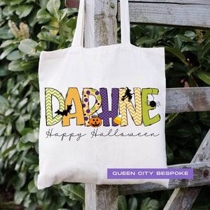 Personalized Halloween Bag, Reusable Personalized Halloween Bag, Halloween Name Tote Bag, Trick or Treat Bag Personalized