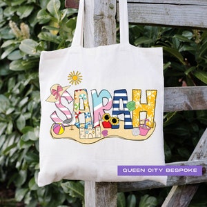 Personalisierte Mädchen Strandtasche, Mädchen Name Strandtasche, Sommer Strand Spielzeug Tragetasche, Mädchen Monogramm Sommer Strandtasche, Mädchen Strandtasche