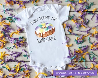 King Cake Baby Onesie, Mardi Gras Baby Onesie, They Found Me in a King Cake Onesie, Carnival Season Baby Bodysuit, Mardi Gras Parade Onesie