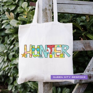 Personalized Kids Beach Bag, Boys Name Beach Tote Bag, Personalized Beach Toys Tote Bag, Boys Beach Stuff Tote Bag, Boys Summer Beach